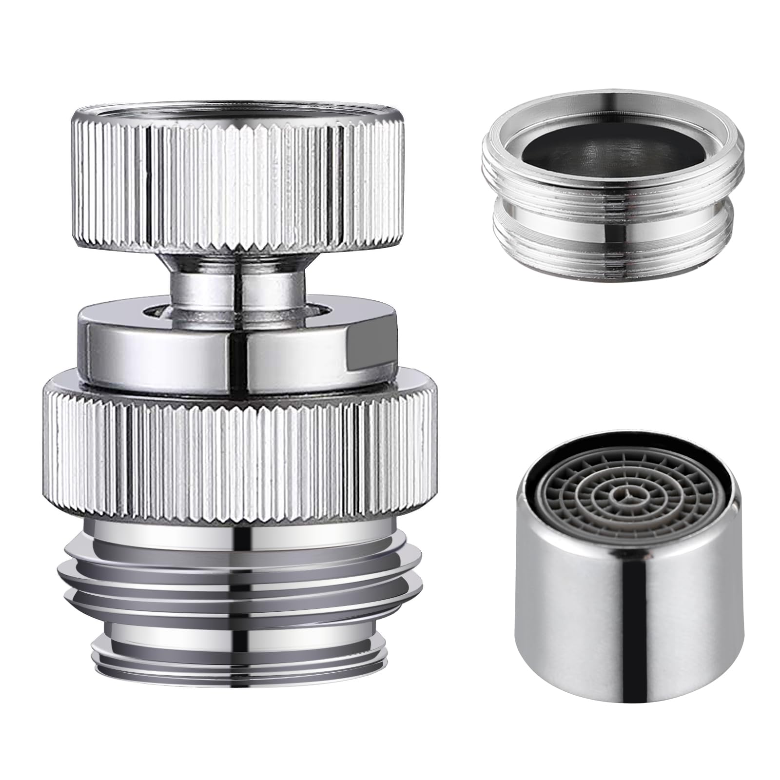 Zestaw adapterów do kranu zlewu Obrotowy adapter napowietrzacza do podłączenia węża ogrodowego - Wielowątkowy adapter węża ogrodowego dla mężczyzn i kobiet do mężczyzn, polerowany chrom