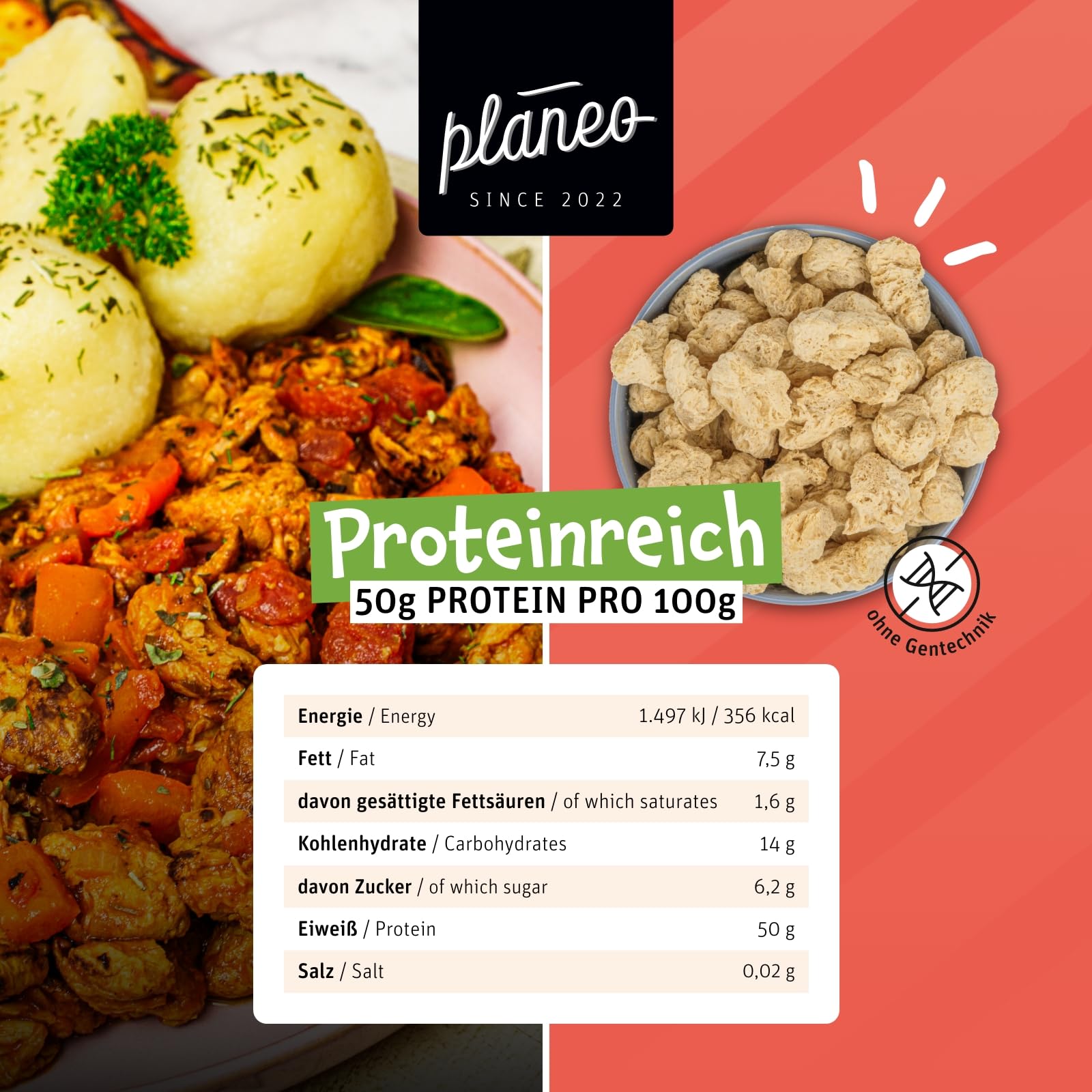Planeo Soja Gulasch 7kg - Soja aus Österreich - Gentechnikfrei - Perfekt für Gulasch und Herzhaftes - Perfekt für Gastro