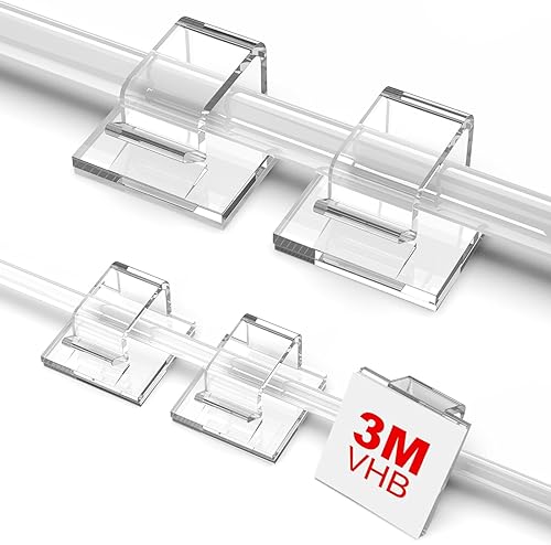 Miniatura 9 de Clips de organización de cables, clips grandes para gestión de cables debajo del escritorio, organizador adhesivo de múltiples cables