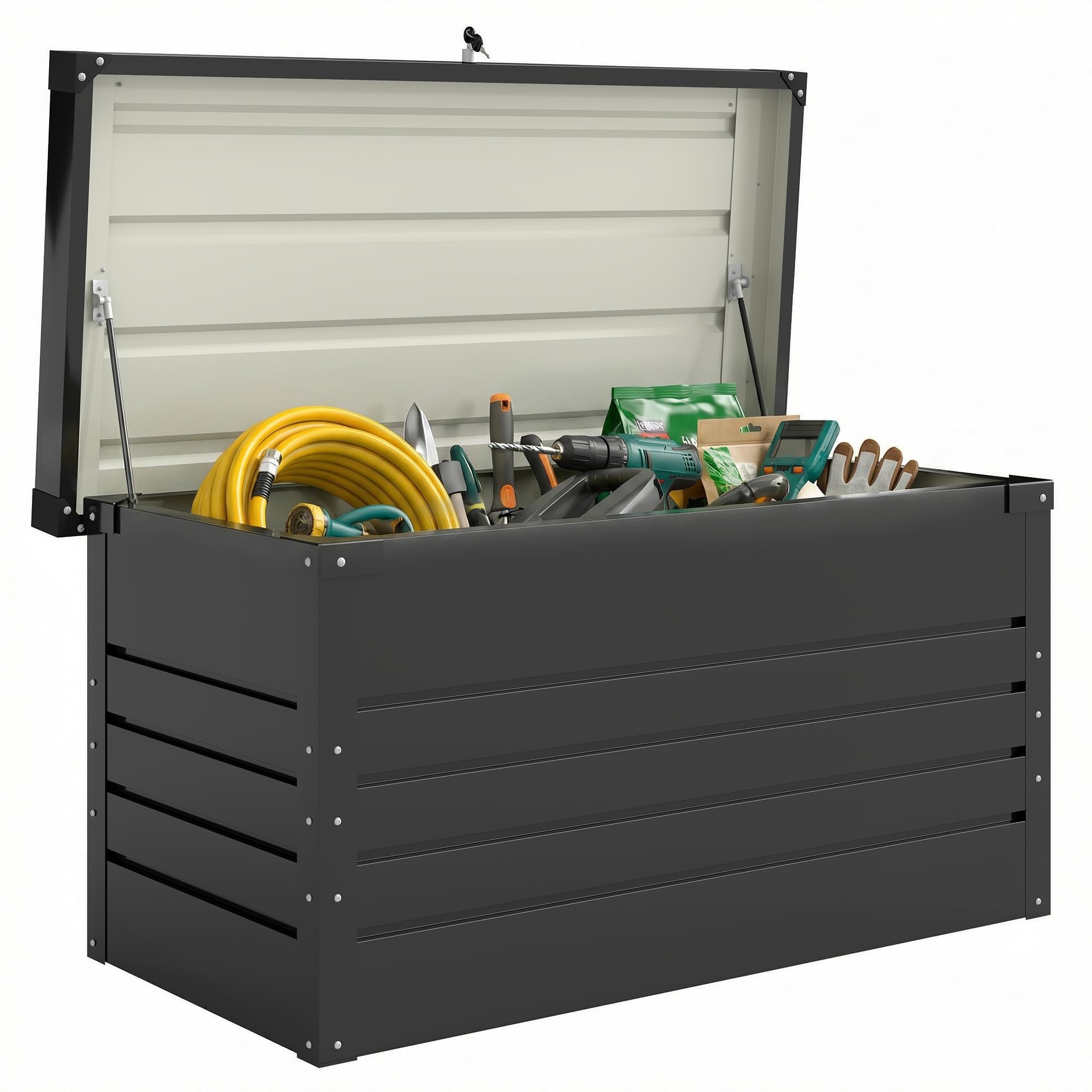 outsunny coffre de rangement métal 350l