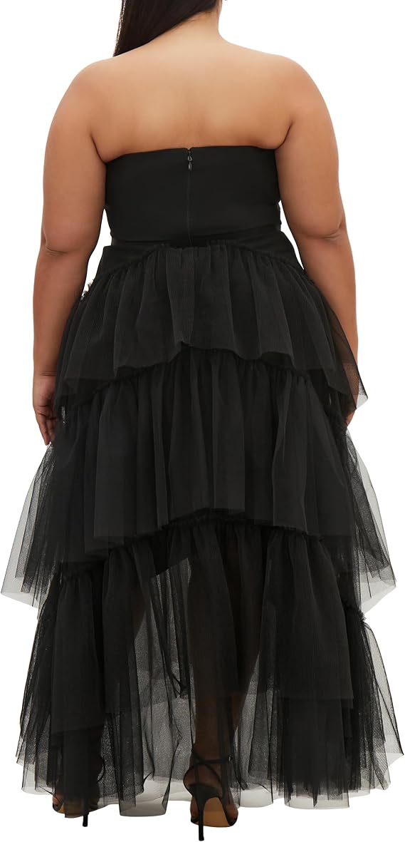 City Chic Plus Size Maxi Dress Tulle Sweetheart, Black