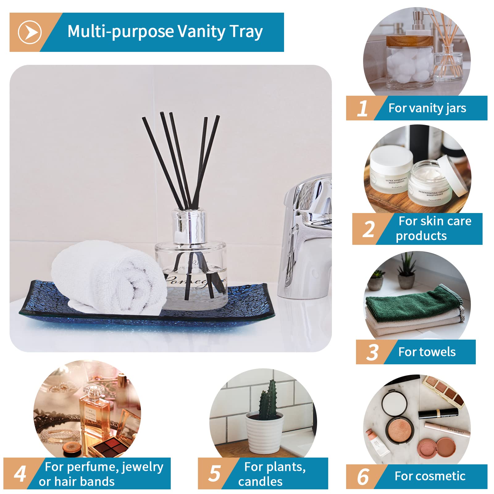 Creative Scents Set Accessori Bagno 4 Pezzi In Vetro Mosaico, Dispenser Sapone, Portaspazzolino, Bicchiere E Portasapone, Regalo Elegante - 4