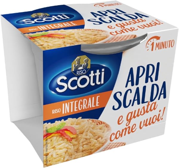 Riso Scotti, Apri Scalda e Gusta Integrale, Cup di Riso Italiano Monoporzione, Pronto in 1 Minuto, 200g, Senza Glutine - 1