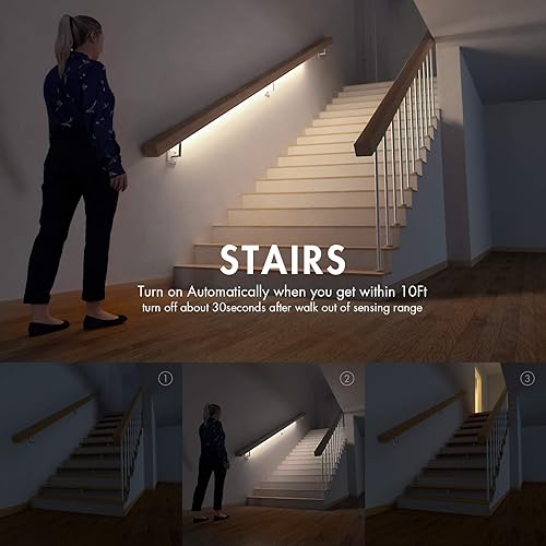 Miniatura 5 de Sensky Tira de luces con sensor de movimiento, recargable, activada por movimiento, tira de luz LED regulable para armario, caja fuerte para armas,