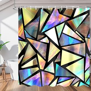 Tavisto 72x72 inchs Shower Curtain for Bathroom, Rainbow Triangle Geometric Pattern Shower Curtain Set with Hooks, Washable Durable Polyester Fabric Plastic Hooks Included!Fits Tubs and Showers