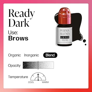 Perma Blend Luxe - Ready Dark - Microblading Ink to Enhance Lip Color or Permanent Eye Liner - Lip Tattoo & Lip Blushing Supplies for Permanent Lip Color - Dark Brown Tattoo Ink - Vegan (0.5 oz)
