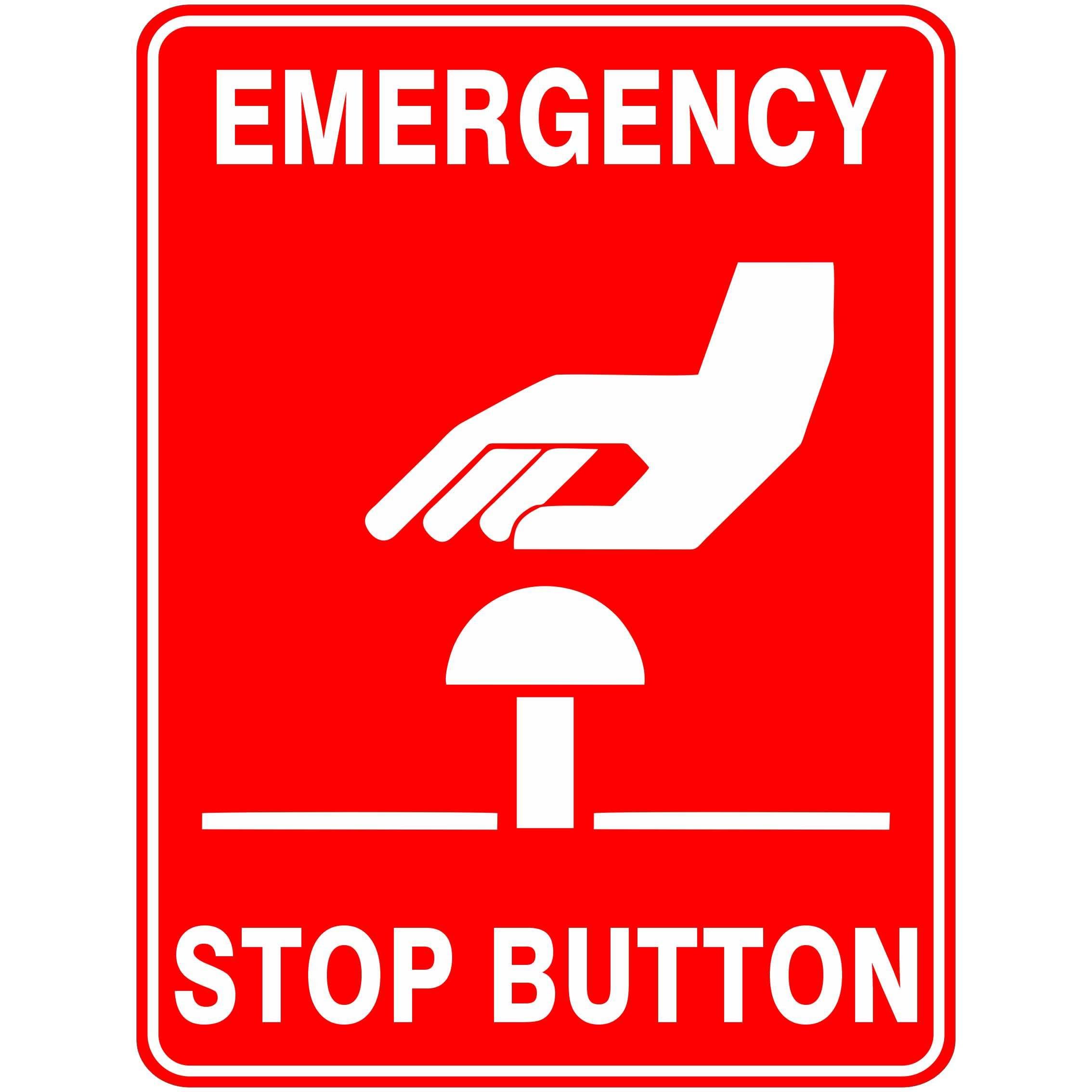 Emergency Stop Push Button Metal Tin Sign 8 x 12 inch for Industrial & Commercial