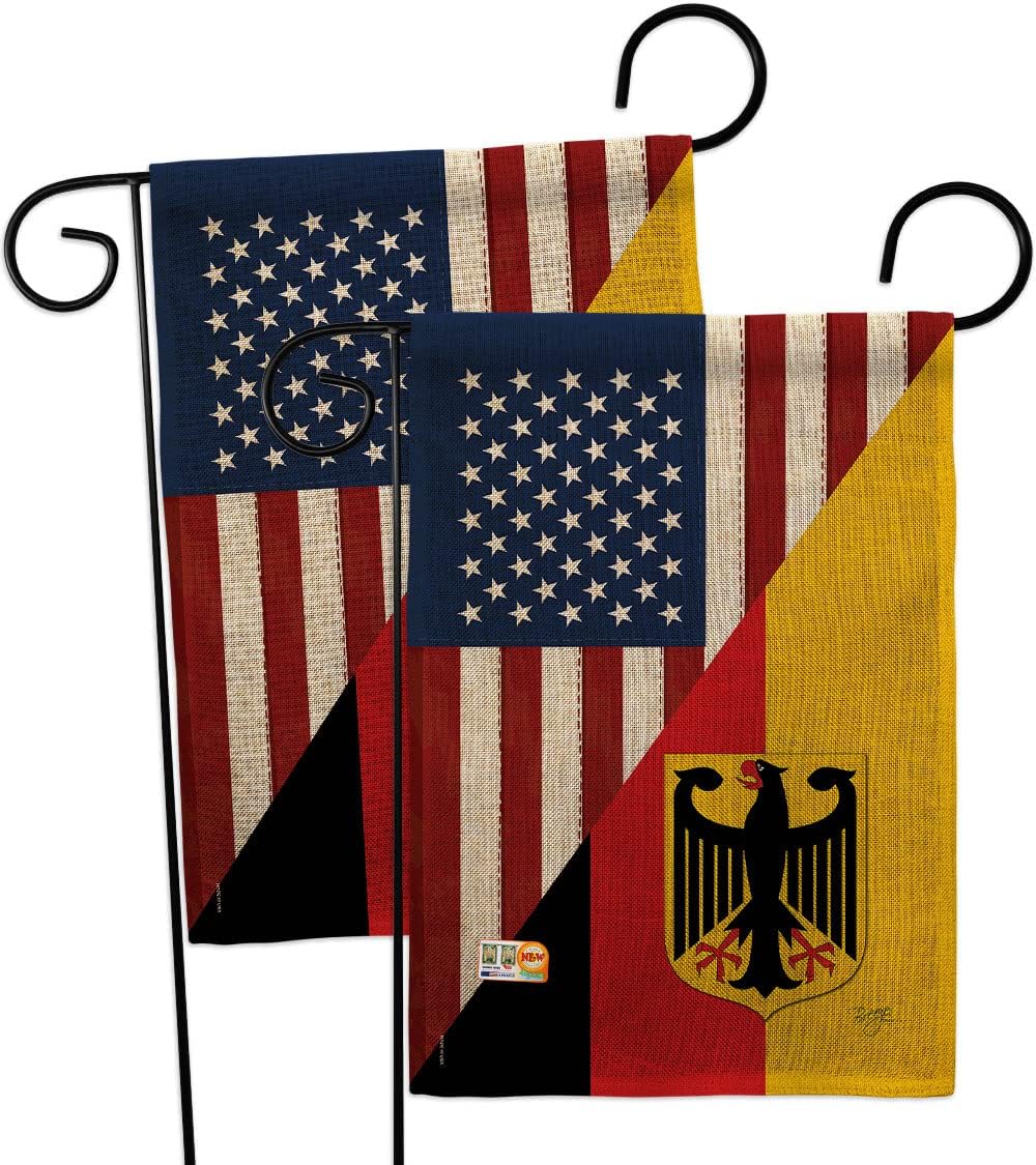 US German Friendship Garden Flags 2pcs Pack Regional USA American Alliance World Country Particular Area Small Decorative Gift Yard House Banner Made In 13 X 18.5