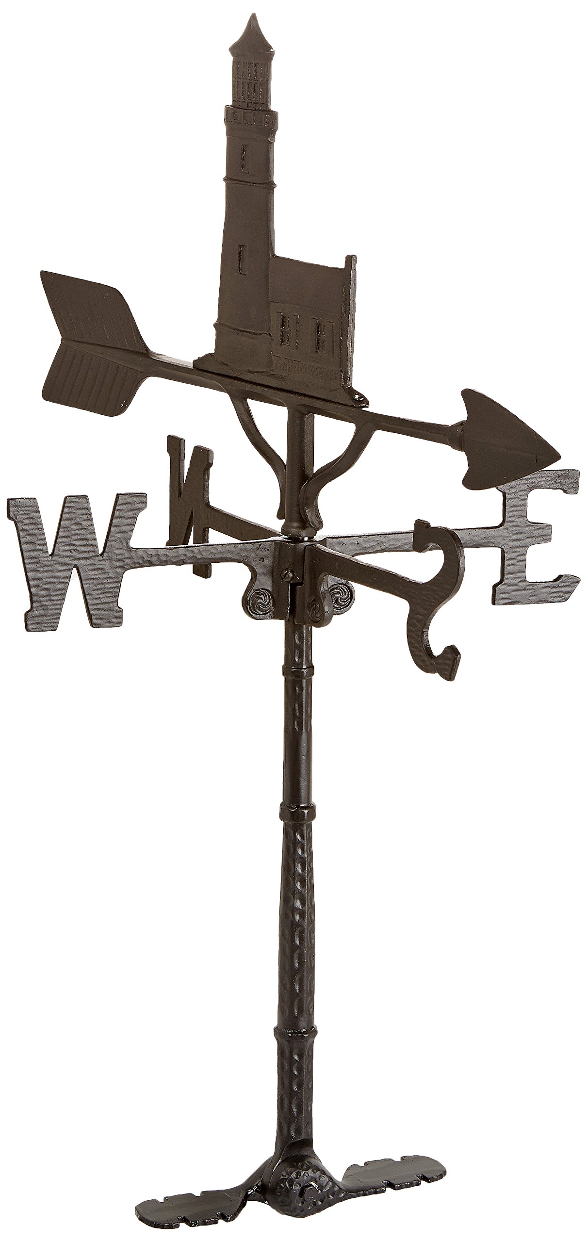 Montague Metal Products 32-Inch Weathervane with Satin Black Cottage Lighthouse Ornament