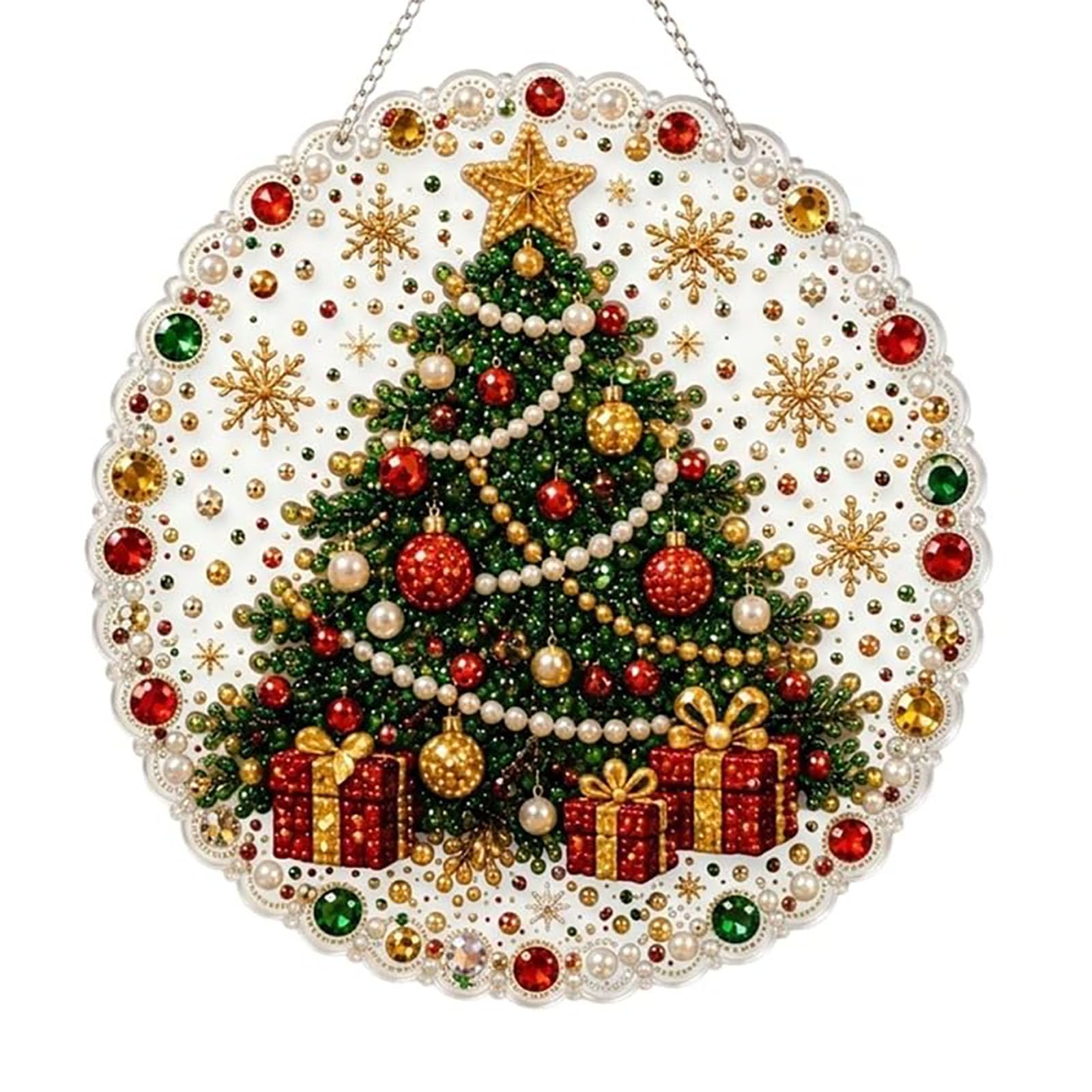 Christmas Pearl Art DIY Hanging Ornament Kit, Beginner Friendly DIY Wreath Art Set, Christmas Holiday Diamond Art Craft Set Wall Decor, Fun Craft for Adults Gift (ad)