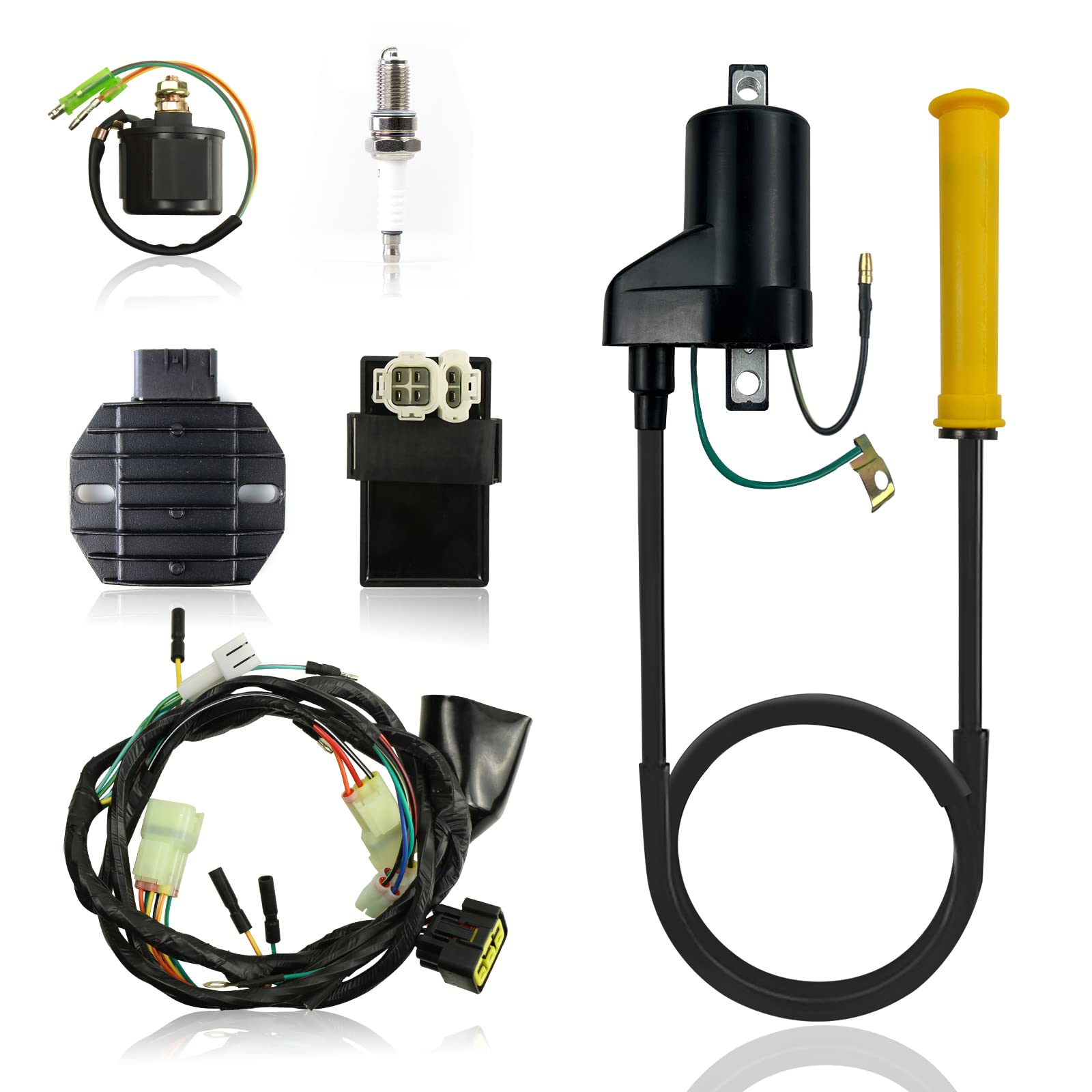 Ignition Coil CDI Box Starter Relay Relay Rectifier Wire Harness Spark Plug for Honda Sportrax 400 TRX400 EX 2x4 1999-2004 30500-HN1-003 30700-KCZ-000