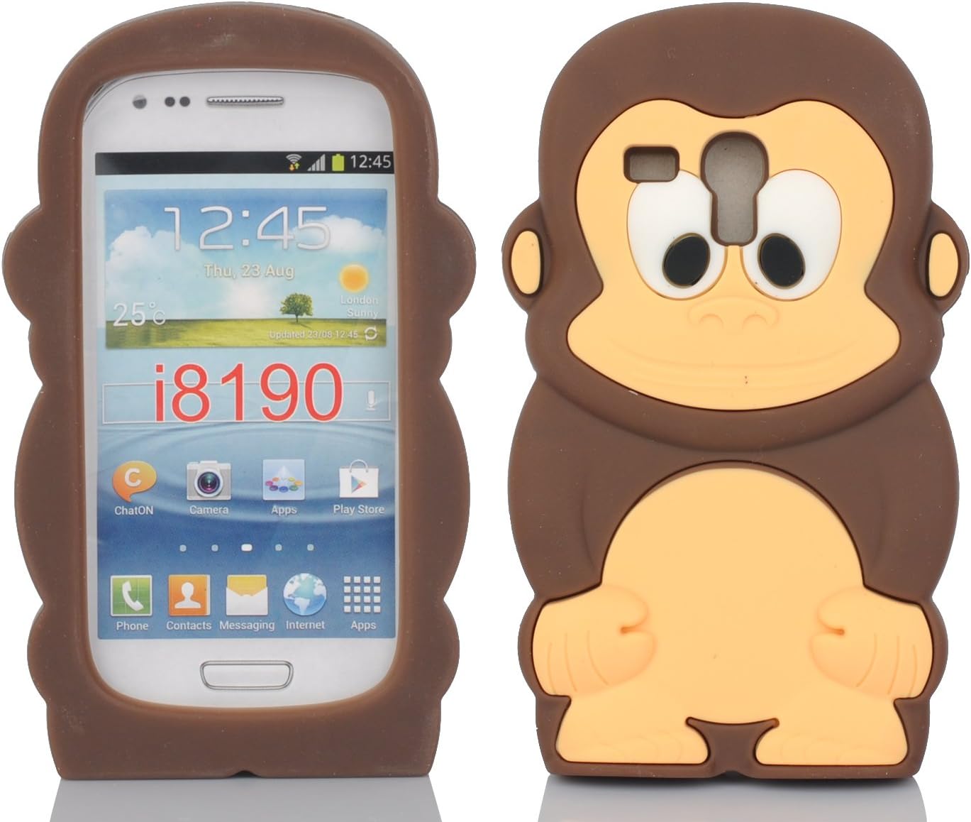 Cases Kingdom Cute Monkey Soft Silicone Skin Back Case Cover For Samsung Galaxy S III S3 Mini i8190 Brown