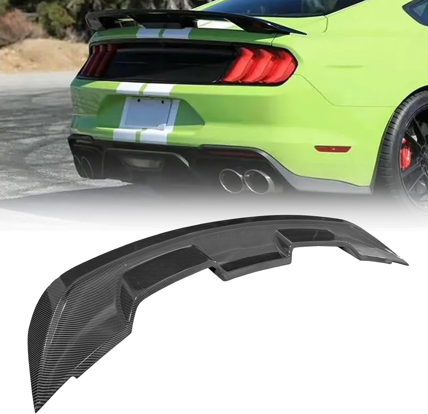 Rear Spoiler Wing for 2015-2023 Ford Mustang V6/V8/Shelby/GT/EcoBoost 2 Door Coupe GT350 GT500 Rear Trunk Lid Wing Spoiler (Glossy Black)