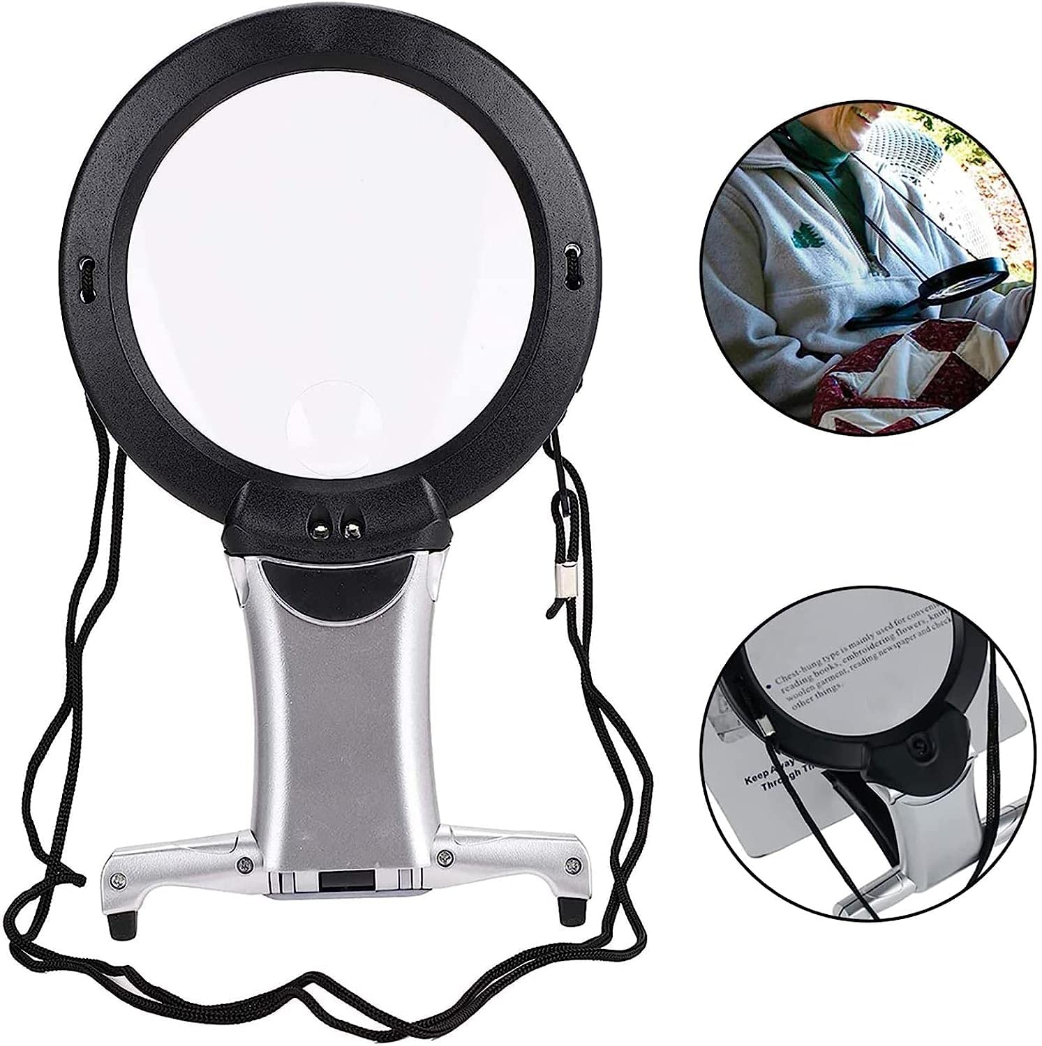 Lenti d'Ingrandimento, Collo Libero e Lente d'Ingrandimento da scrivania Illuminate a LED con Supporto Leggero, per Leggere Ricami, Hobby, Riparazione di gioiel