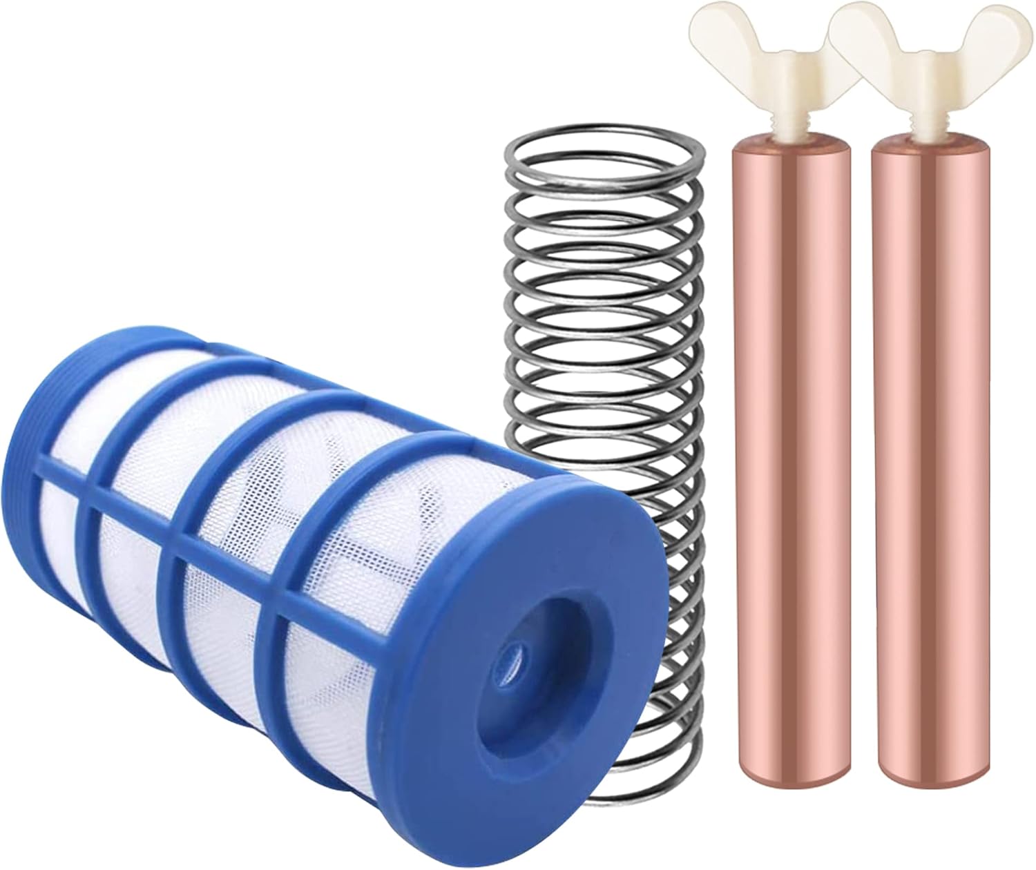 6 Pcs Copper Anode Replacement Kit Solar Pool Replacement Copper Anode,4.13 x 0.71 Inch Threaded M6,Includes Copper Anode, Threaded Basket,Spring,Wing Screw