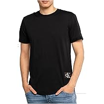 Calvin Klein T-Shirt Maniche Corte Uomo Badge Turn Up Sleeve Scollo Rotondo, Nero (CK Black), XXS