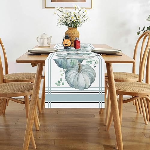 Miniatura 4 de Hello Fall Camino de mesa de calabaza de 72 pulgadas de temporada de otoño de Acción de Gracias, decoración de mesa de comedor, cocina, fiesta