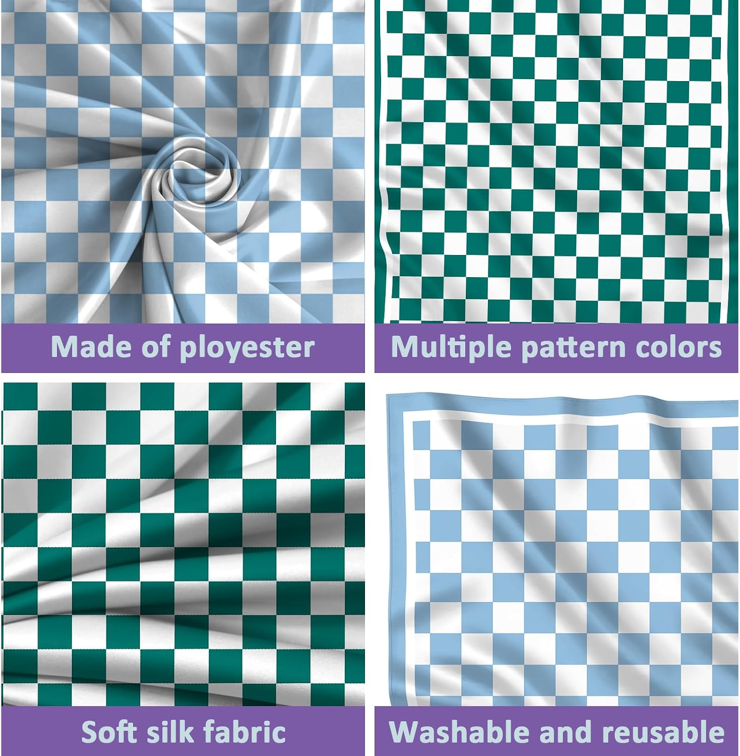 2PCS Scarf Silk Feeling Satin Head Hair Wrap Lightweight Large Square Fashion Cute Aesthetic 27.5 Inches for Women image 3