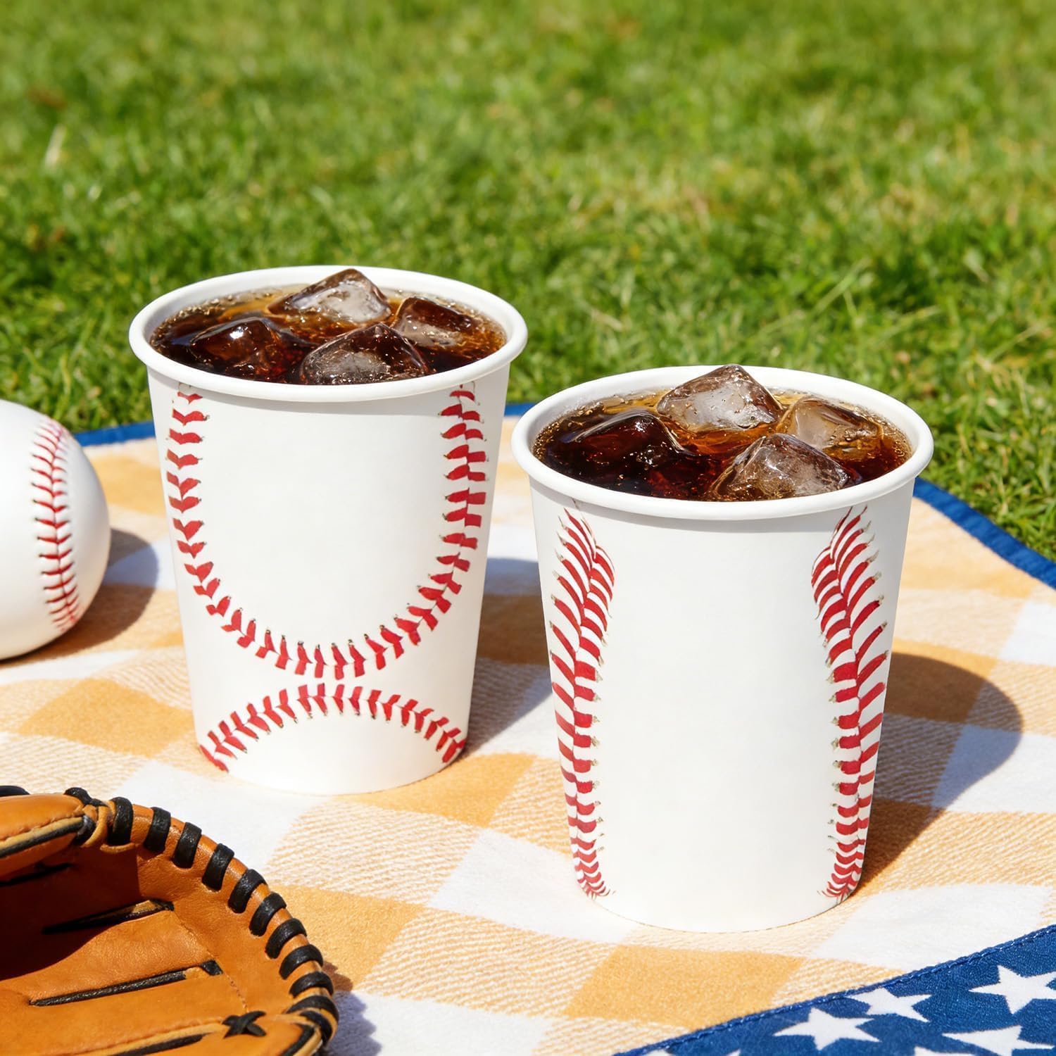 100 Pcs Baseball Cups-9 Oz Red and White Sports Paper Cup for Baseball Birthday Decorations Sports Themed Party Supplies and Favors