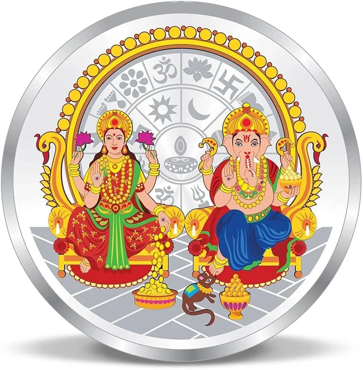 Ganesh Laxmi Coin in Silver/Laxmi Ganpati Color Coin in Pure Silver 999 (003) (20 Grams)
