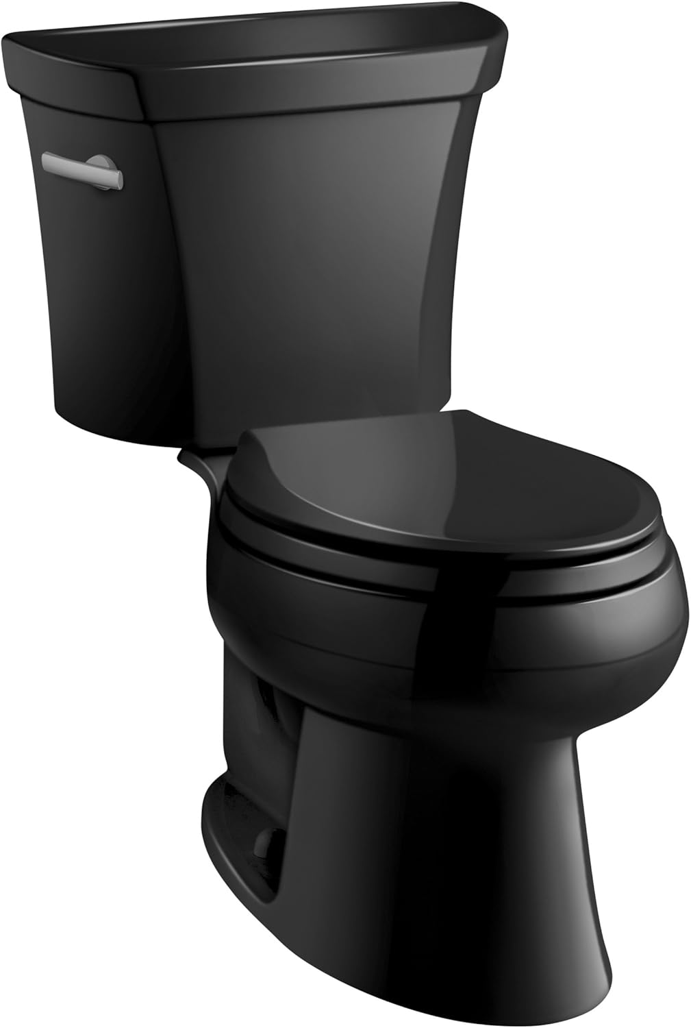 Kohler K3978T7 Wellworth Elongated 1.6 gpf Toilet, Tank Locks, Black