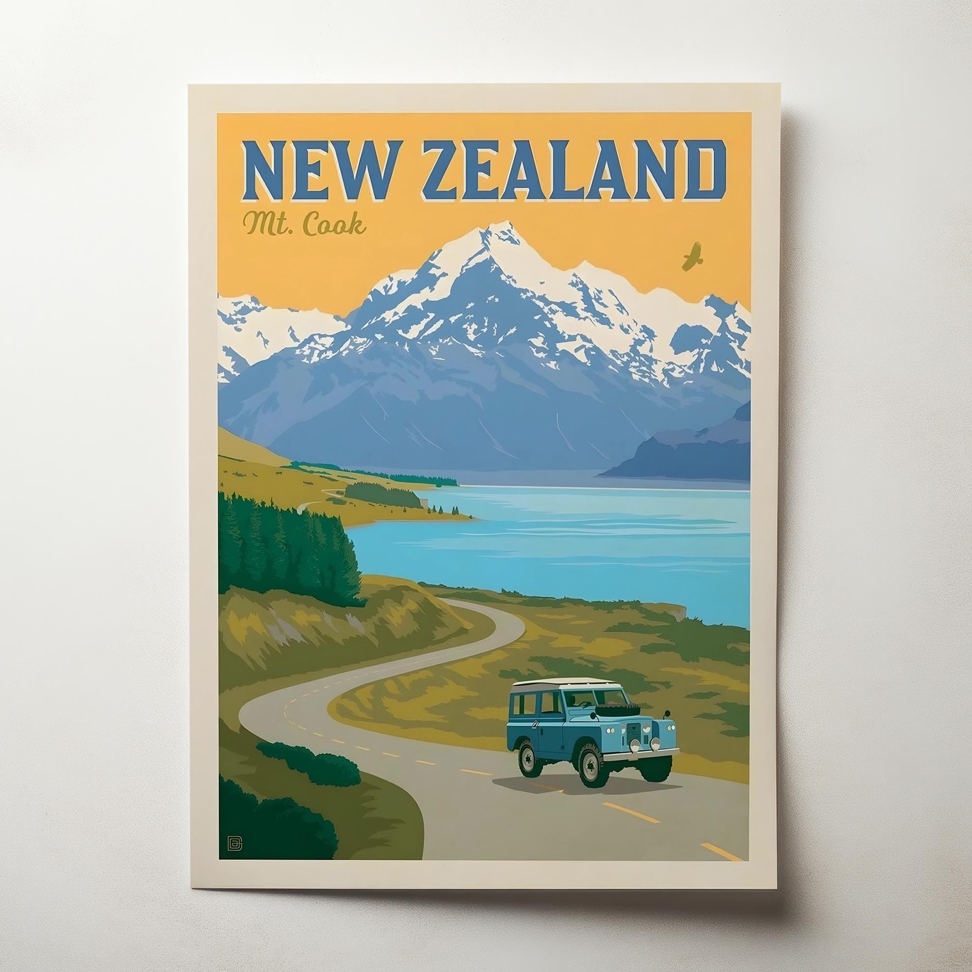 Amazon.com: New Zealand Vintage Travel Poster, Premium Giclee Fine