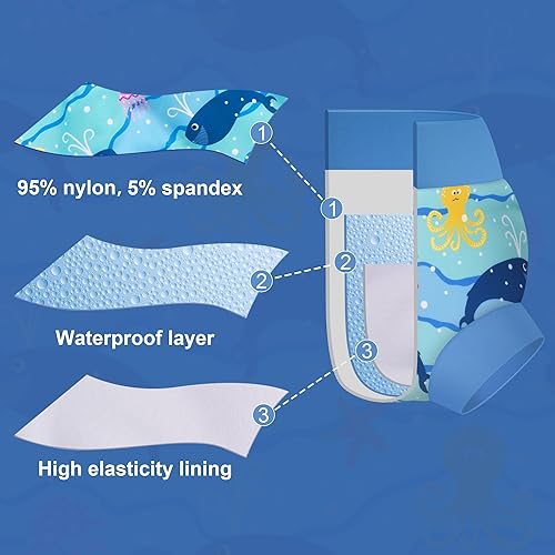 Vista 5 de BIG ELEPHANT Pañales de natación para bebé, paquete de 36 Pañales reutilizables impermeables, trajes de baño suaves y transpirables para niños