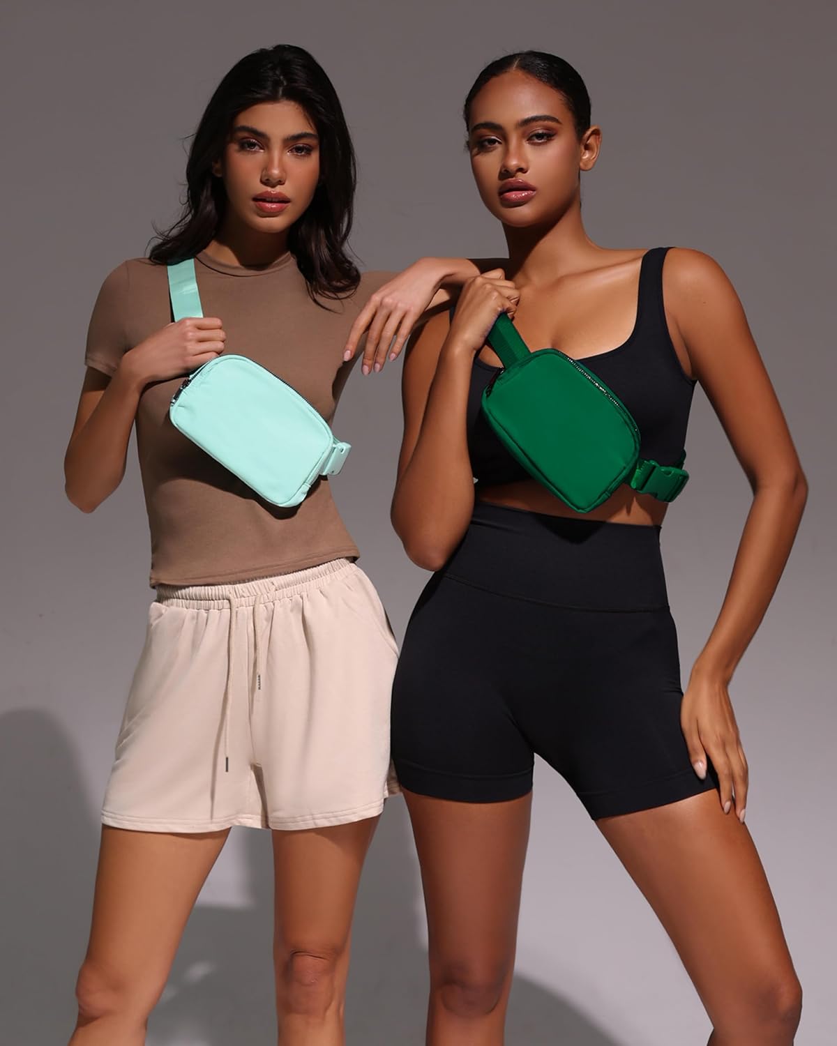 Cross Body Fanny Packs for Women Men Fashion Waist Bag Pouch Nylon Small Travel Crossbody Bags Mini Purse Everywhere Belt Bag Bum Bag for Workout Running Hiking Everglade Green - Image 2