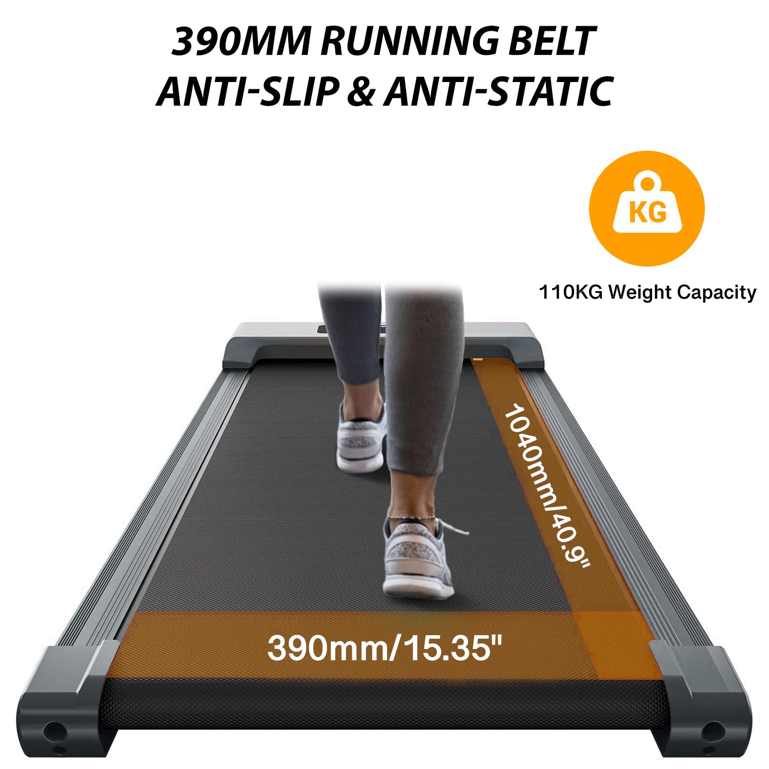 Maston MST-T120A 2.5Hp Walking Pad Under Desk Treadmill With Led Display & Remote Control, Portable Treadmills Motorized Running Machine For Home Office Use, 1-12Km/H 120Kg Capacity | Best Price UAE | Dubai