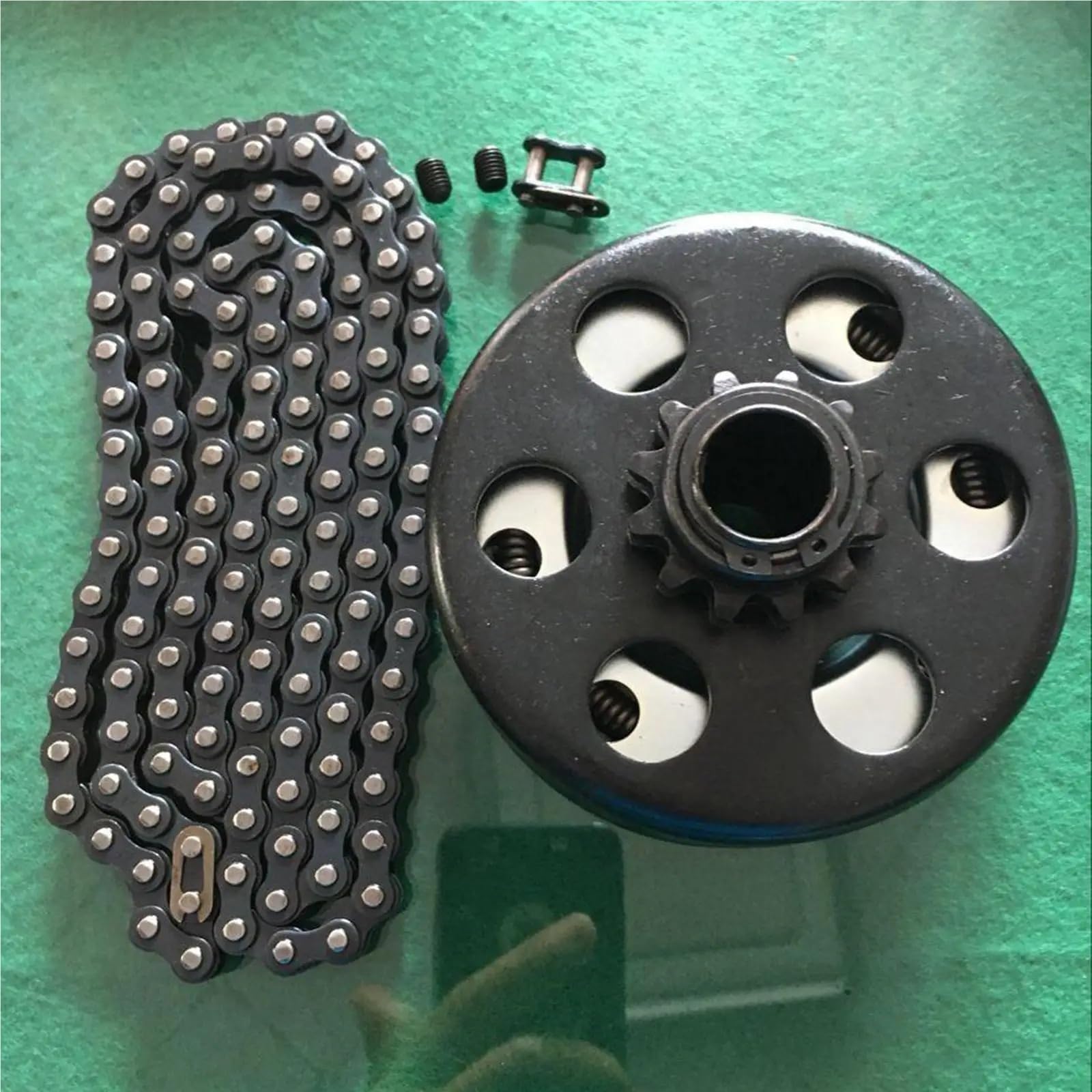 Kit frizione completa Frizione centrifuga da 3/4" con foro #35, catena 12 denti, adatta per go-kart e mini moto (frizione centrifuga da 12 denti con catena #35)