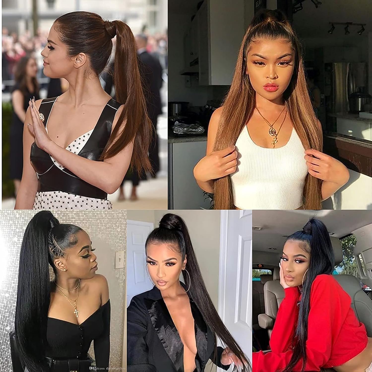 Tinashe Ponytail Extension Human Hair 100% Remy Human Hair Wrap Around Ponytail Hair Extension Natural Black 18inch 85g Long Straight Clip in Pony Tail Hair Piece For Women (#1B, 18inch)