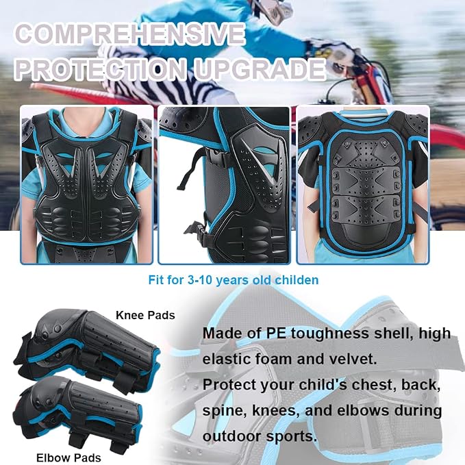 Traje de protección infantil para moto, azul y rosa miniatura 7