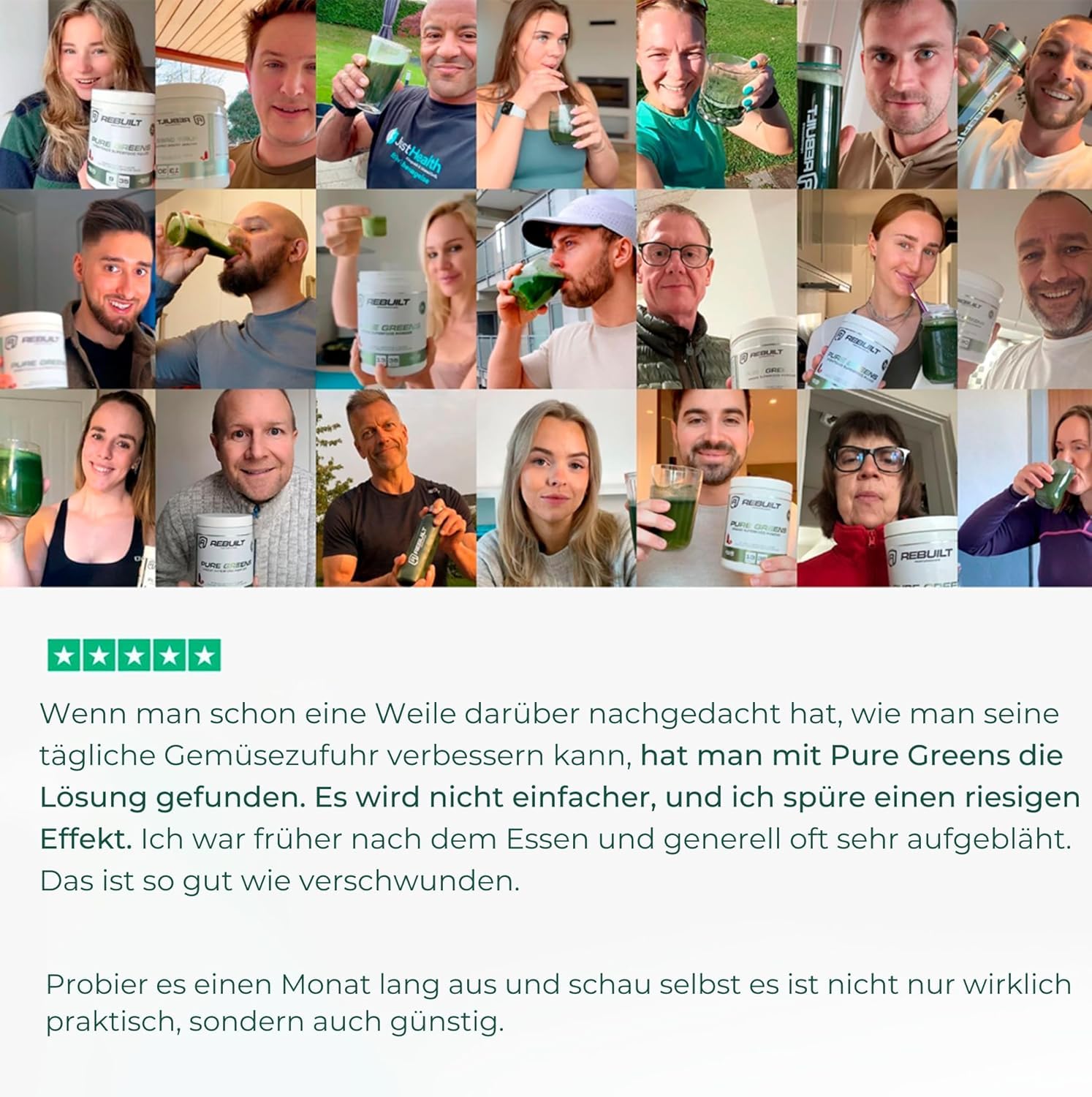 Pure Greens Superfood Pulver - 13 Superfoods, Ballaststoffe, Vitamine und Mineralstoffe - u. a. Spirulina, Weizengras und Grünkohl - Himbeer-Pfirsich-Geschmack, vegan, 30 Portionen - 2er Pack
