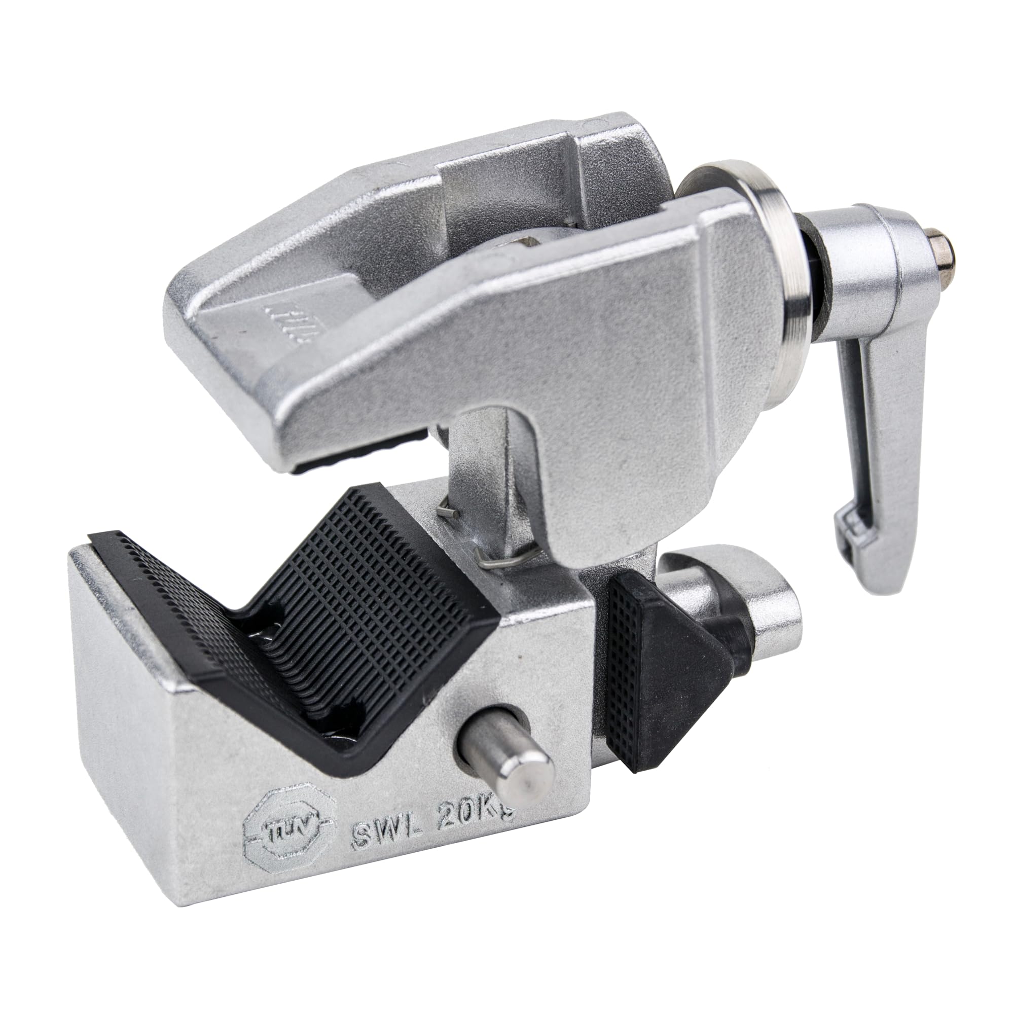 Convi Clamp with Adjustable Handle Silver, Hexagonal Receiver and Spring Lock Safety for Grip Accessories (KG701712)