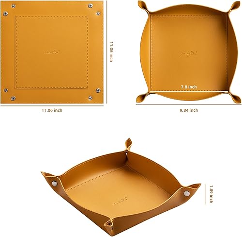 Miniatura 2 de SANQIANWAN Bandeja de cuero para joyas para mujeres y hombres, mesa de entrada, mesita de noche, portátil, grande, plato de viaje para llaves,