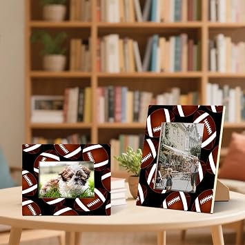 Football 8x10 Picture Frame, Football Pattern Wall Gallery Photo Frames Fits 6x8 & 8 x10 Picture for Table Top Display and Wall Photo Frame