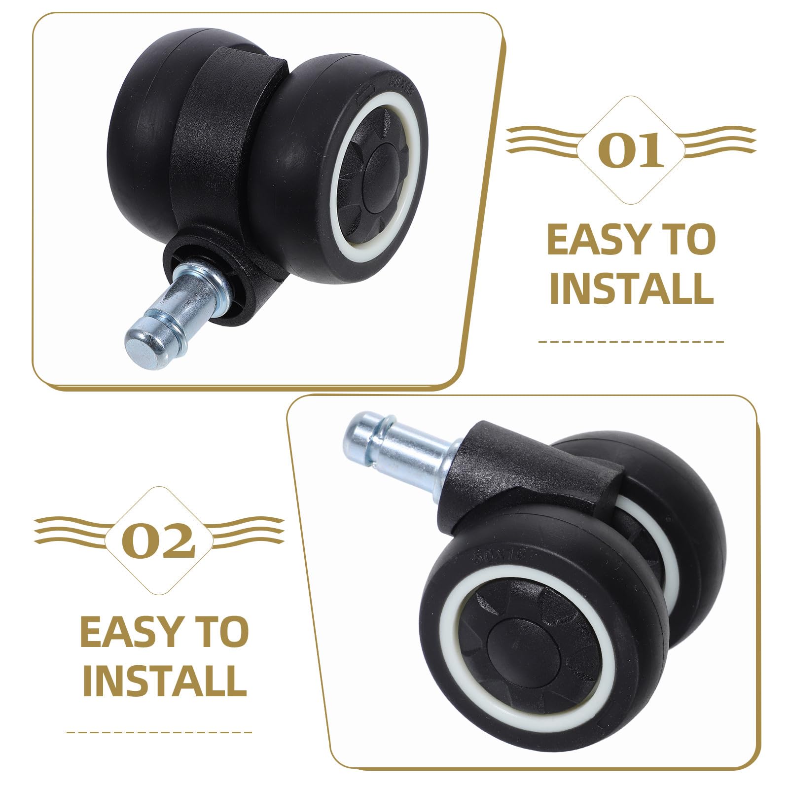Ruedas Giratorias Tpr para Silla de Oficina, Pack de 5 Negro