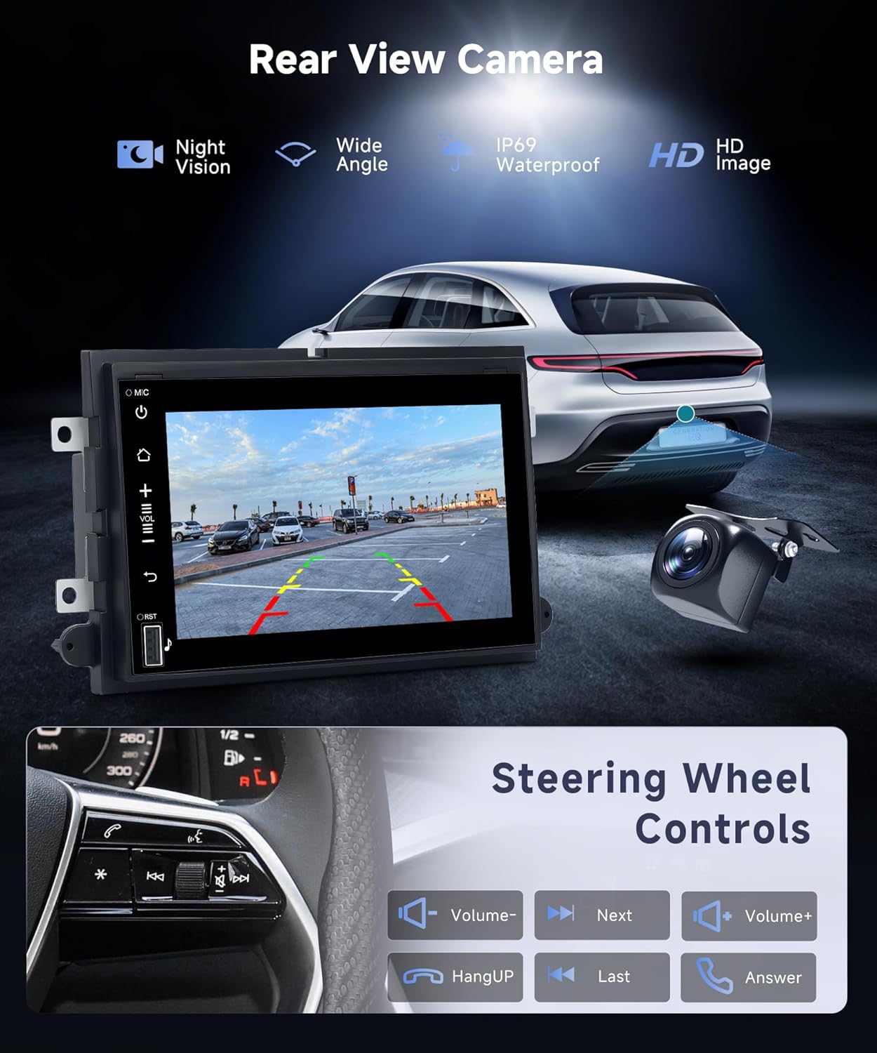 8 Core 6G+128G Car Radio for Ford F150 F250 F350 E250 E350 2004-2014 with Wireless CarPlay Android Auto 7 Inch Touchscreen Android Car Stereo with GPS WiFi Mirror Link SWC BT FM RDS DSP Backup Camera