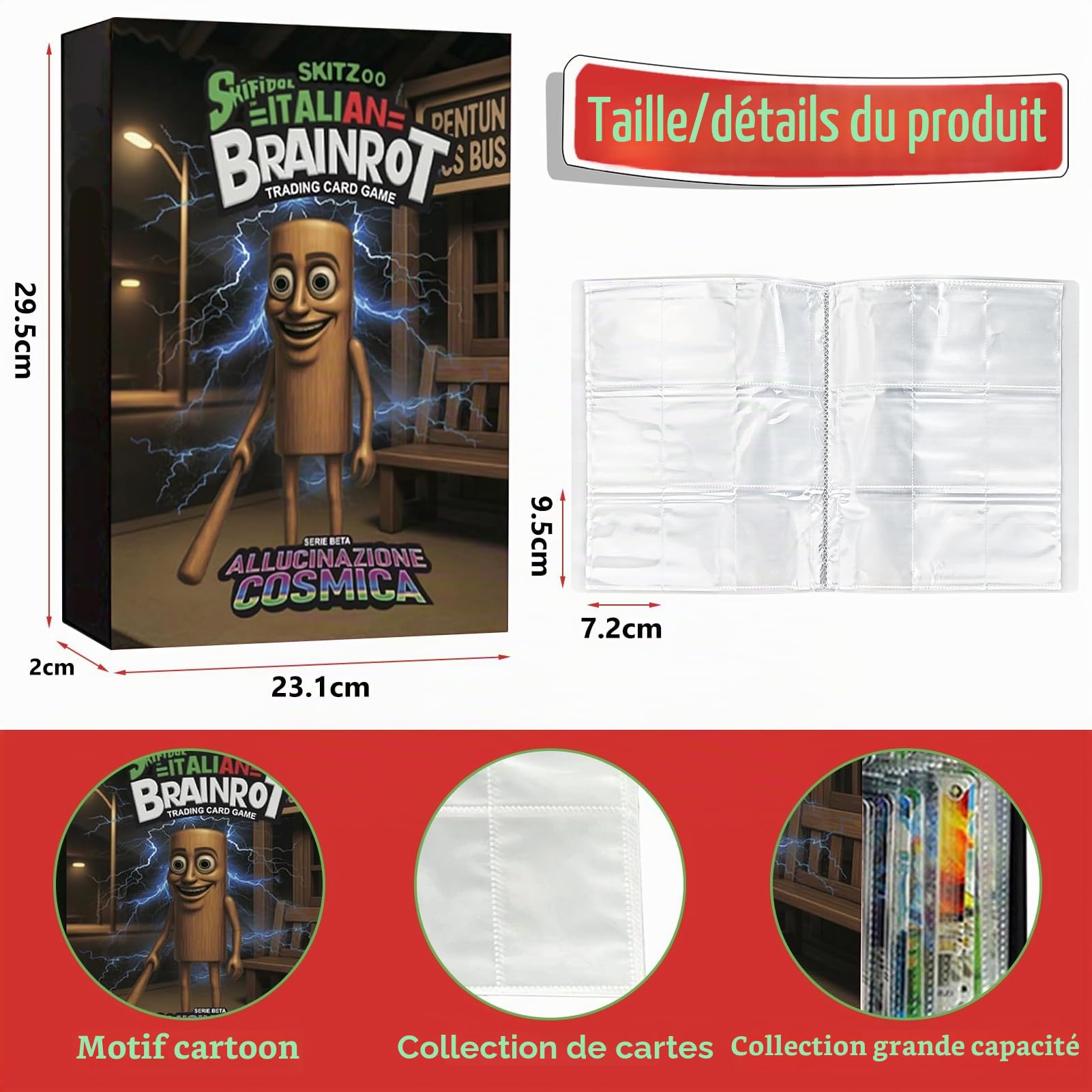 Jeu De Cartes à Collectionner Italian Brainrot - 60 Cartes + 32 Autocollants - Tung Tung Sahur - Cadeau Ados Fêtes Anniversaire