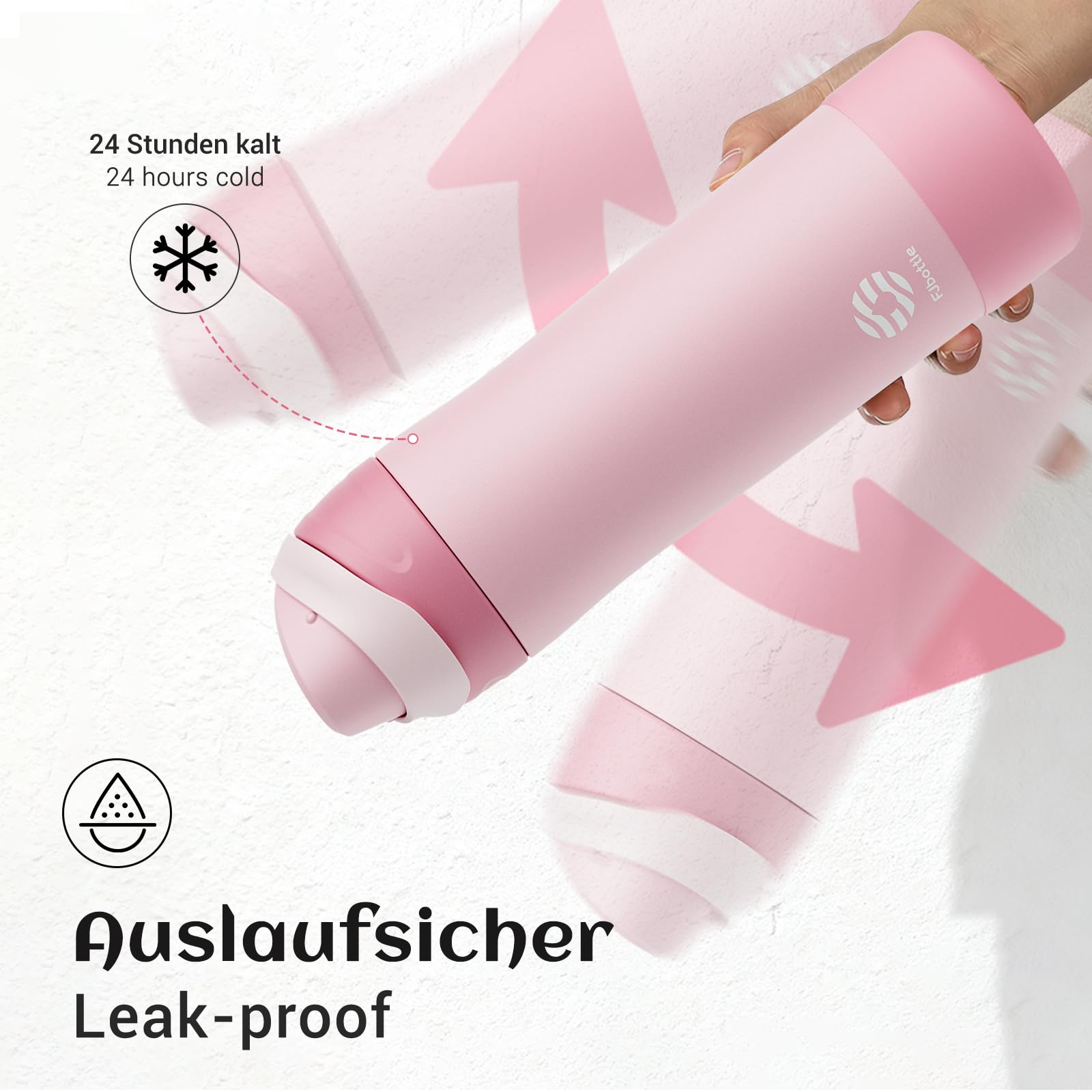 Fjbottle Botella Acero Inoxidable Térmica 1L/750ml – Botella Deportiva 24H Frío 12H Calor, Sin BPA, Apertura con Botón, Hermética, Apta Lavavajillas — view 4