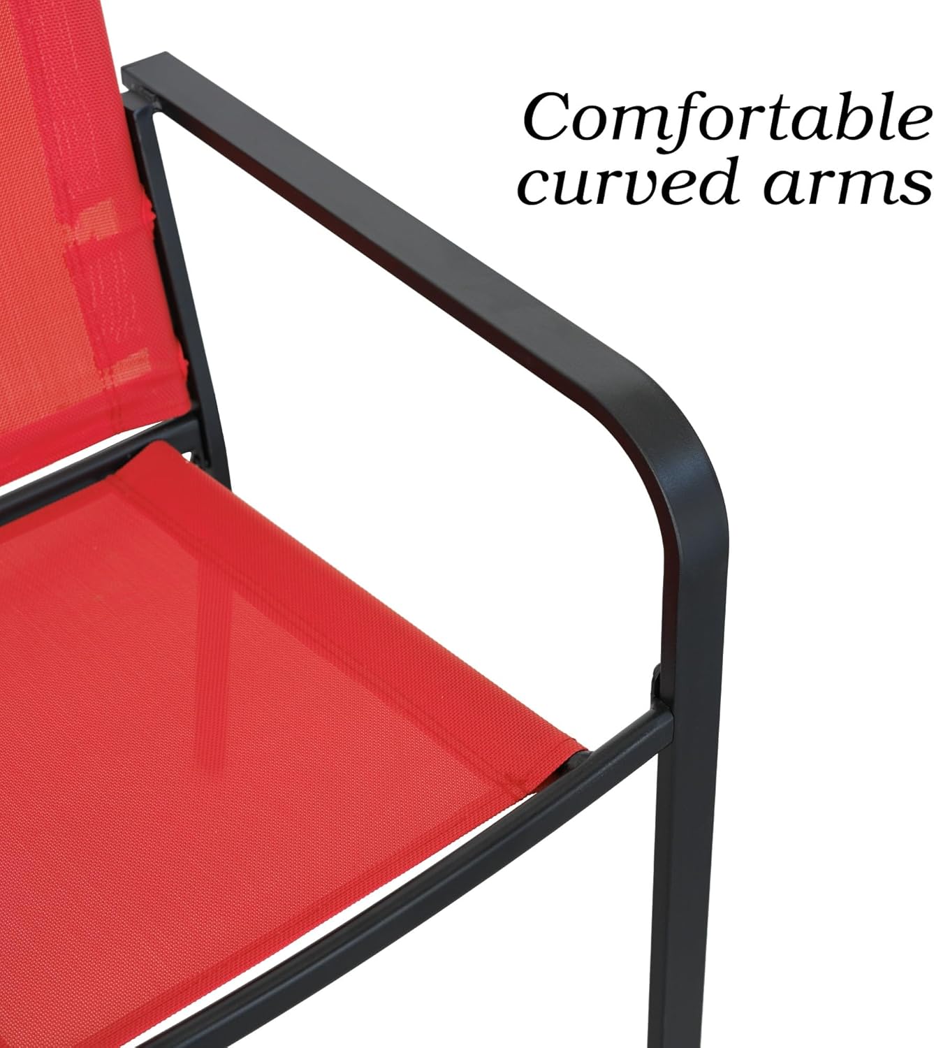 Patio Dining Chairs Set of 4, Outdoor Stackable Dining Furniture Set, All Weather Dining Set for Lawn, Garden, Backyard, Poolside, Red