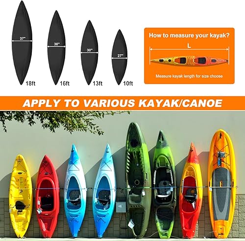 Miniatura 6 de BIGACOVER Funda para kayak de 18 pies, impermeable, protección UV, 600D, resistente, con cremallera, 2 correas ajustables y 1 correa de hombro para