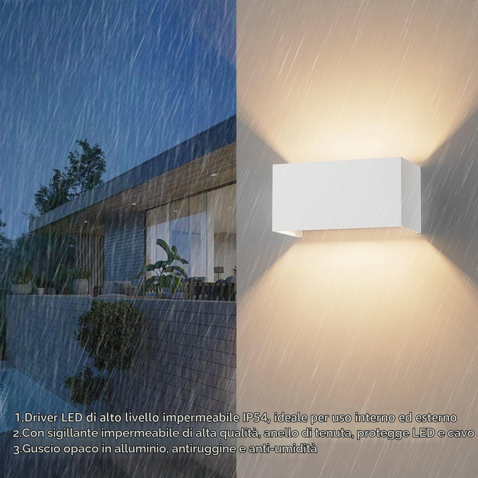 Klighten 2PCS 18W Lampada da Parete Interno/Esterno Lampadina G9 con Sorgente Luminosa Sostituibile 3000K Bianco Caldo Angolo del Fascio Regolabile Applique Esterno, Bianco | Impermeabile IP54, lampada da parete per interni/esterni, fascio di luce regolab