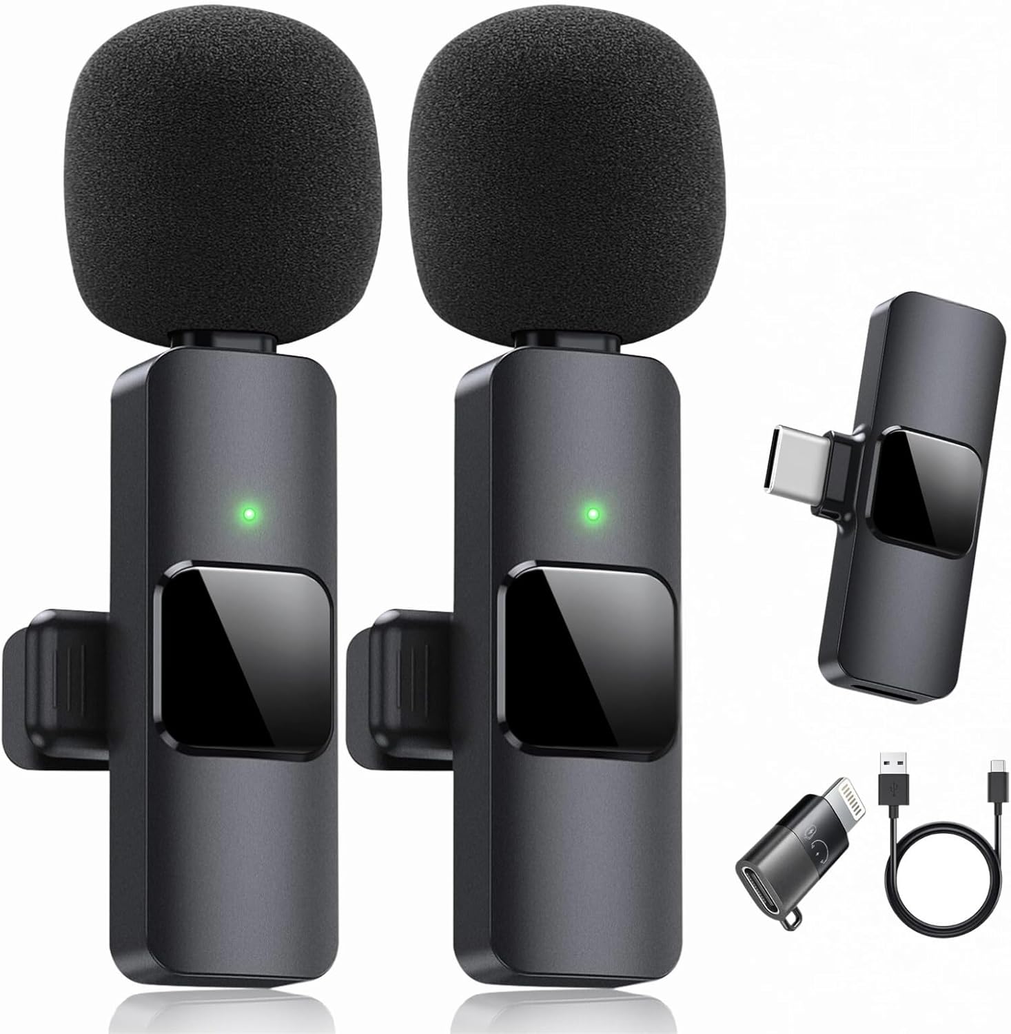 Dual Wireless Lavalier Microphone Kit – Professional Audio Solution for iPhone, iPad, Android – Perfect for Video Conferencing, Recording, Live Streaming