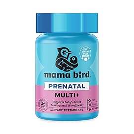 Mama Bird - Prenatal Multi+ (30 Servings) Prenatal Vitamins for Women - 30+ Essential Nutrients, Baby Brain Health - L-Methylfolate & Probiotics, Methylated Multivitamin - Vegan, Gluten Free, Non GMO