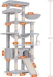 Heybly Tall Cat Tree for Large Cats 20lb Heavy Duty,78 inch Multi-Level Cat Tower for Indoor Cats,2 Widened Plush Perches Cat Condo with Scracthing Board and Big Caves,Light Gray HCT033W