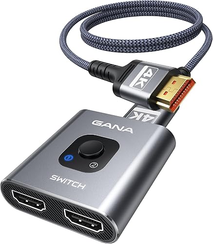 Miniatura 9 de GANA - Conmutador HDMI aluminio bidireccional, con capacidad de 4K a 60 hercios y salida divisora de 2 en 1, hub HDMI 3D apto para Xbox, PS5/4/3