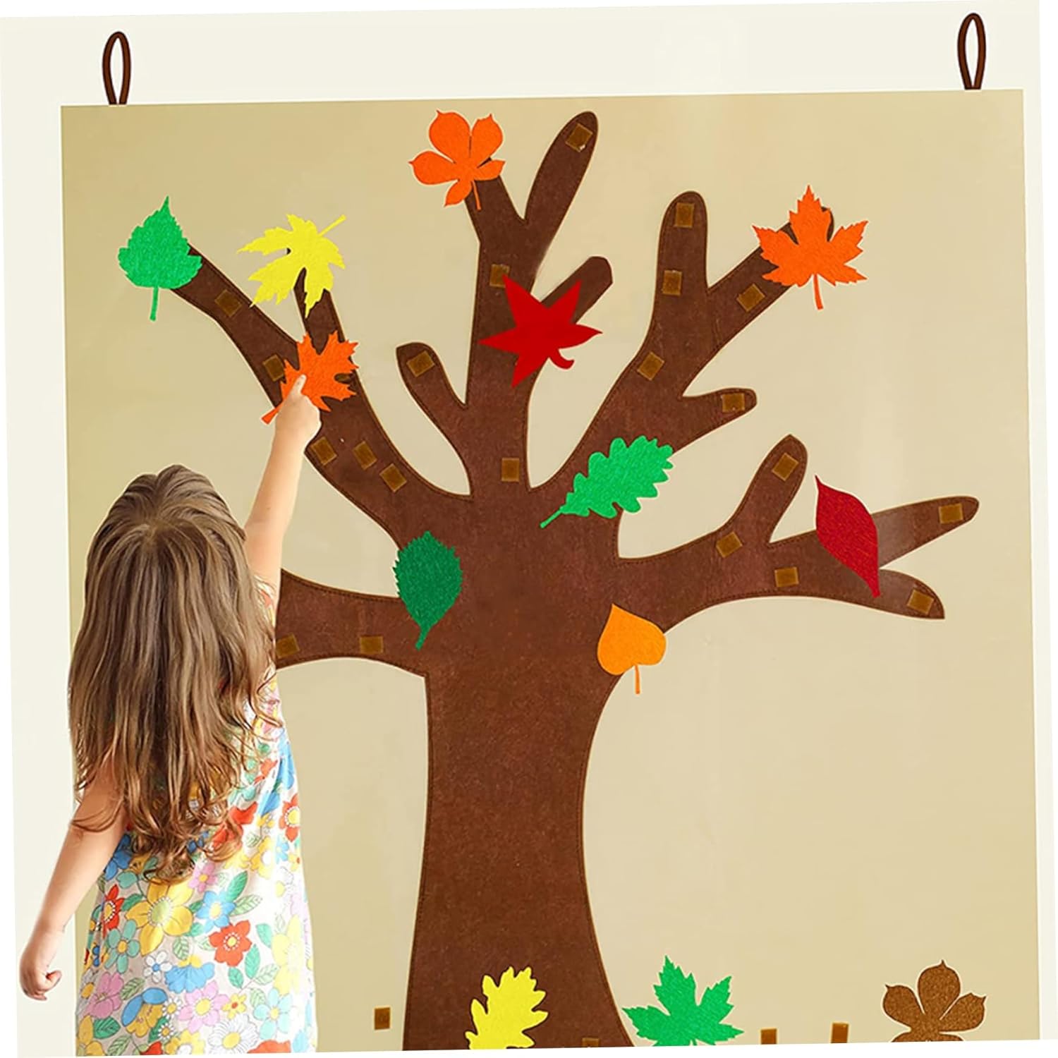 Fall Tree of Thanks Craft Kit, DIY Thanksgiving Activity for Kids Toddlers with Felt Tree Board Detachable Autumn Leaf Ornaments Wall Hanging Decoration for Home Classroom.