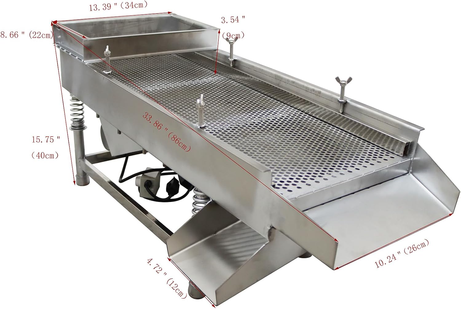 110V Full Stainless Steel Linear Vibrating Screen Vibrating Sieve Shaker Electric Vibrating Sifter with Single Layer 8mm Screen