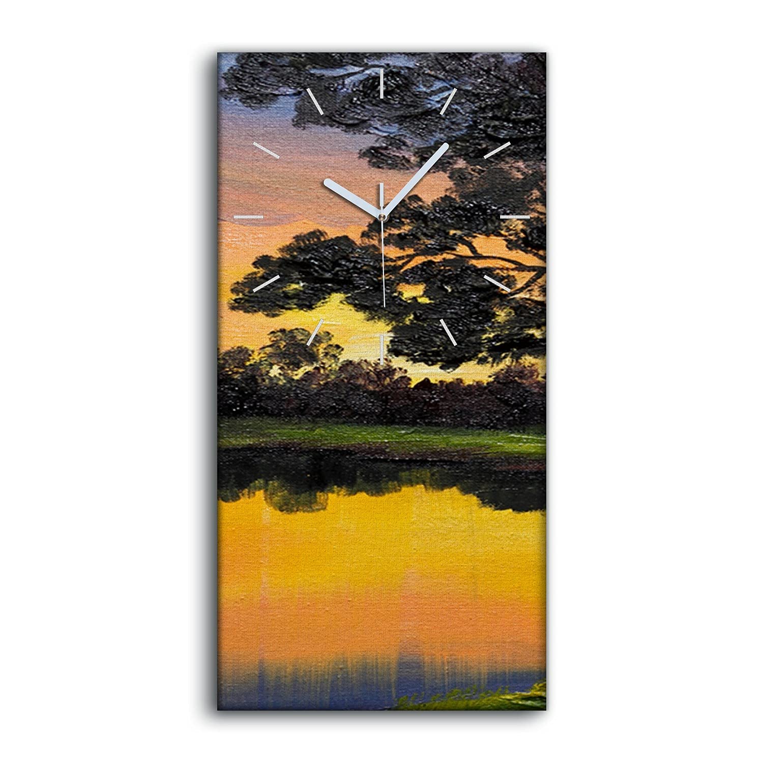 Horloge sur Toile Image Forest Arbres Sunset 30x60cm Art